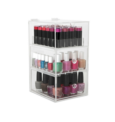 glamour nail polish tower with lipstick stand